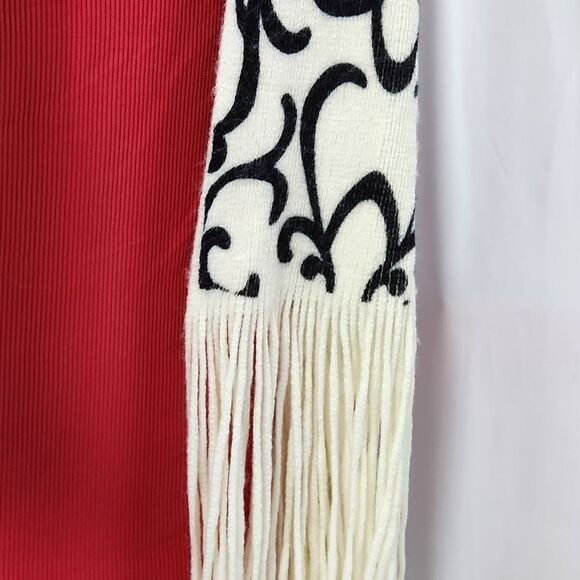 💜Vintage Ivory & Black Scroll Print Pashmina Scarf - Picture 7 of 12